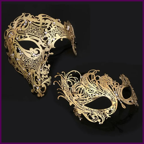 Maschera metallo teschio - , oro